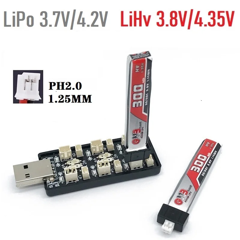 Drone Battery Adapter - 6CH USB 1S LiPo/LiHv 3,7 V/4,2